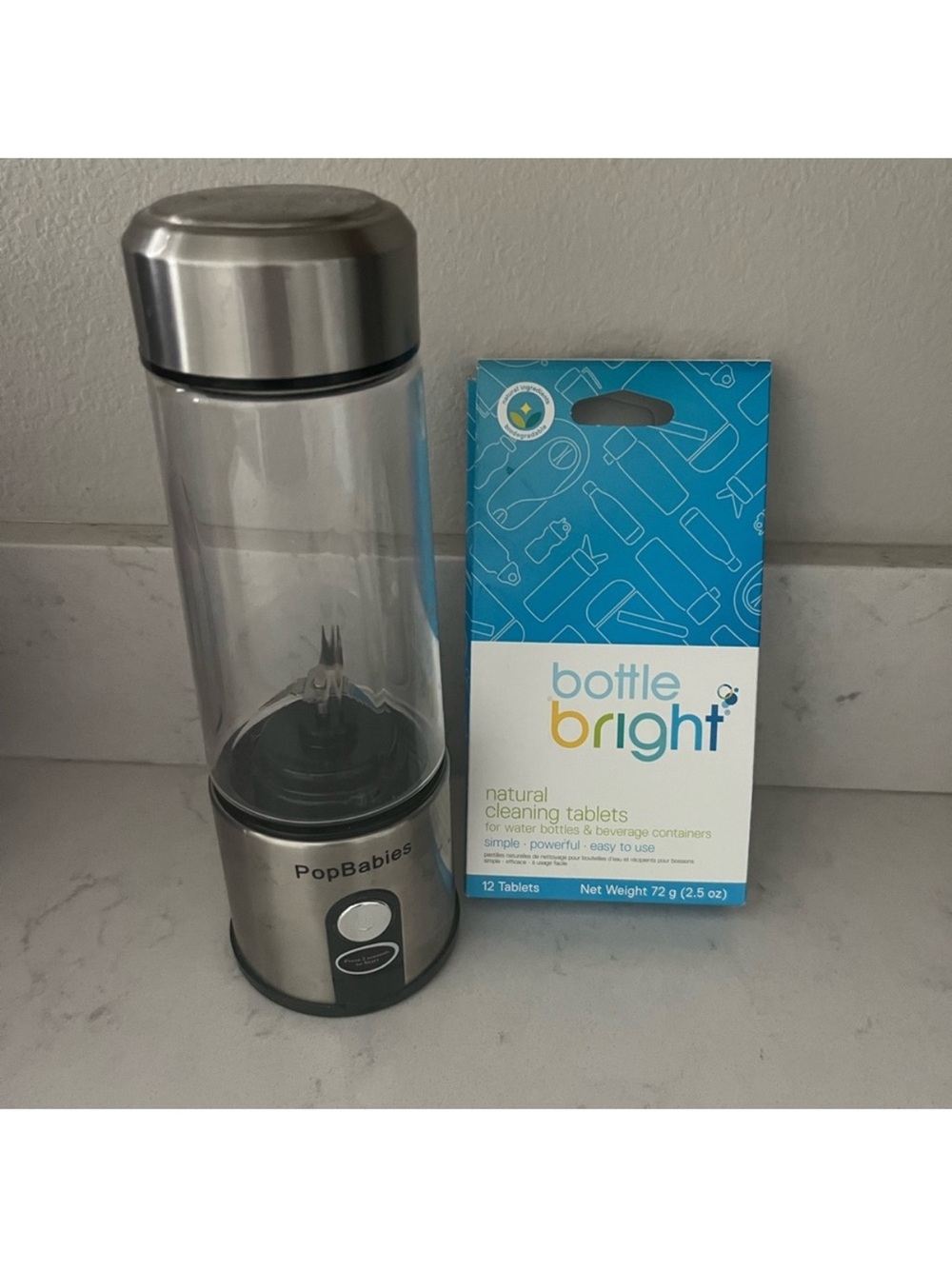 PopBabies Portable Blender - Silver/Clear